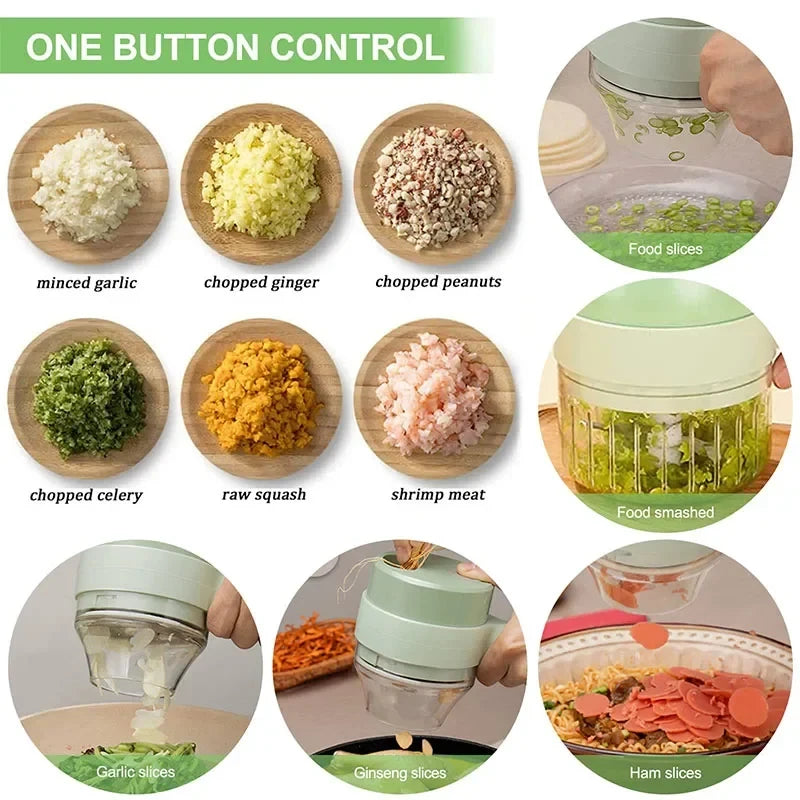 PrepMaster 4-in-1 Electric Vegetable Cutter – Slice, Mince, Peel & Scrub