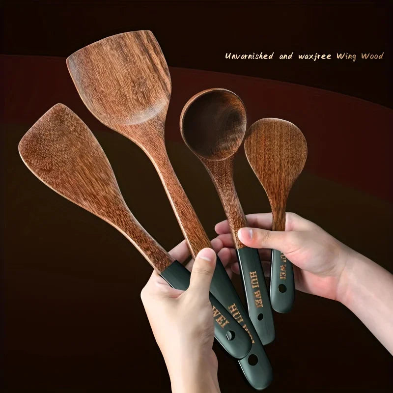 Heat-Resistant Beechwood Cooking Spatula & Spoon Set