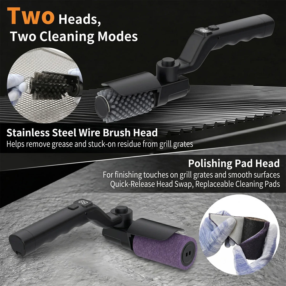 Electric Grill & Surface Scrubber — 4000mAh Rechargeable