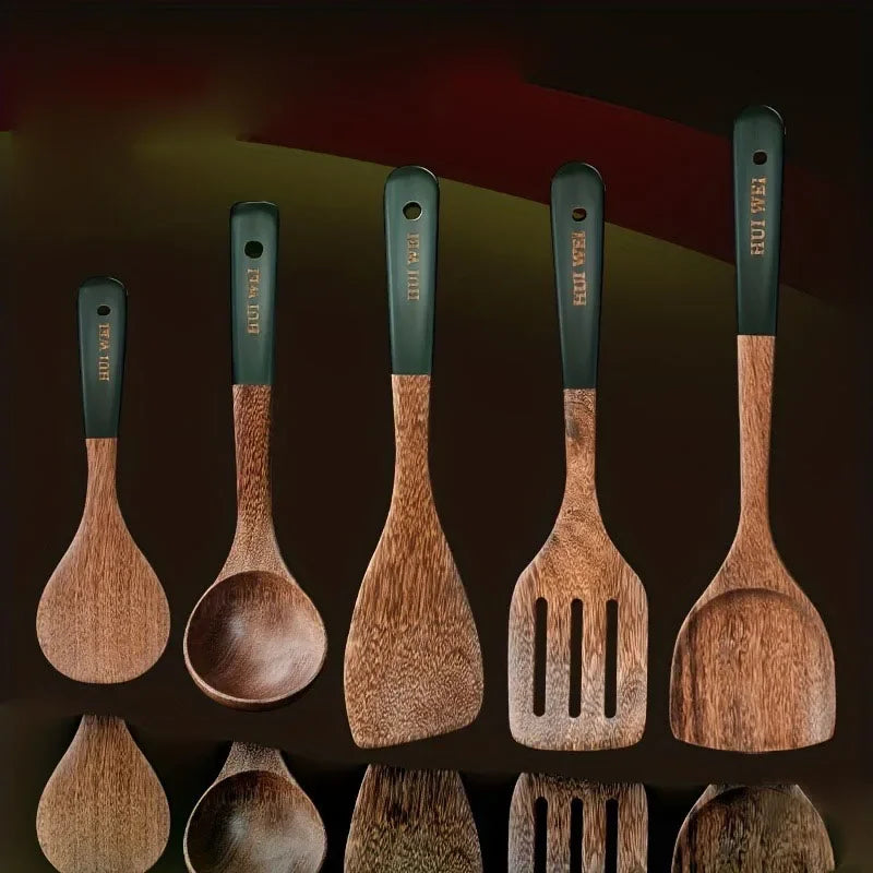 Heat-Resistant Beechwood Cooking Spatula & Spoon Set