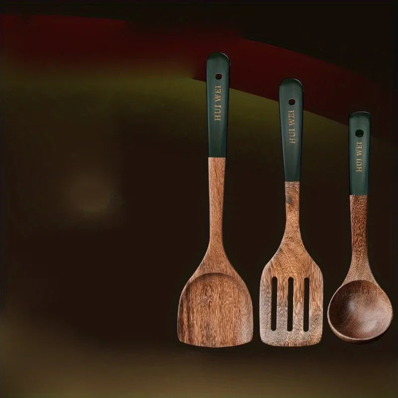Heat-Resistant Beechwood Cooking Spatula & Spoon Set