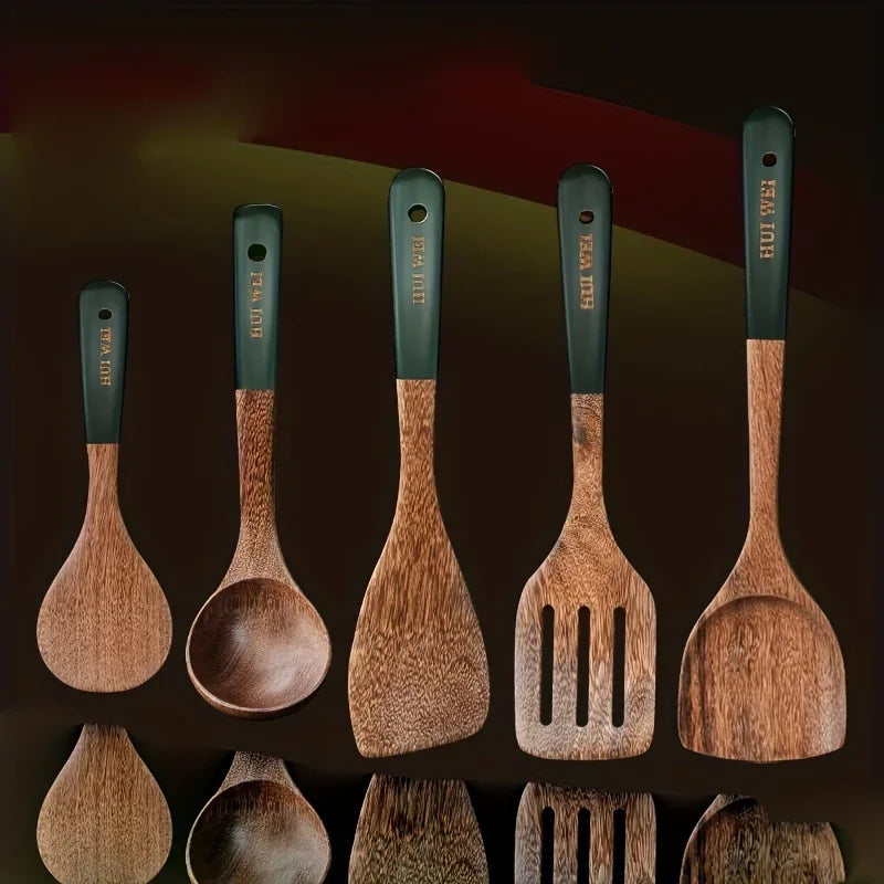Heat-Resistant Beechwood Cooking Spatula & Spoon Set