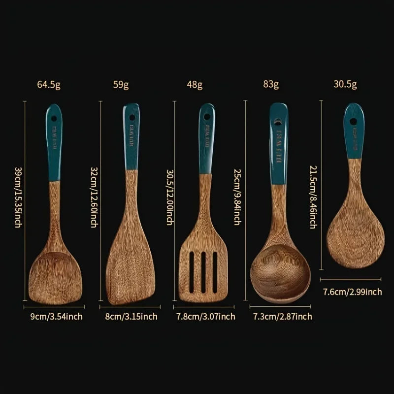 Heat-Resistant Beechwood Cooking Spatula & Spoon Set
