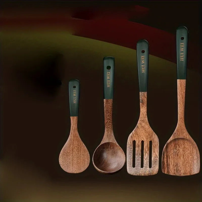 Heat-Resistant Beechwood Cooking Spatula & Spoon Set