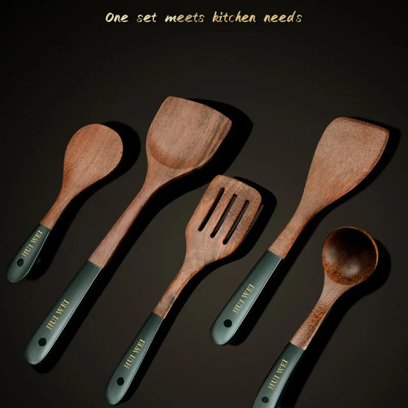 Heat-Resistant Beechwood Cooking Spatula & Spoon Set